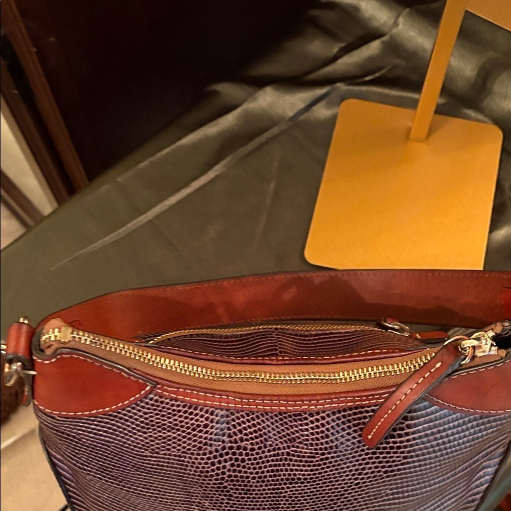 Dooney & Bourke Black and Brown Lizard embossed hobo Bag - Picture 8 of 12